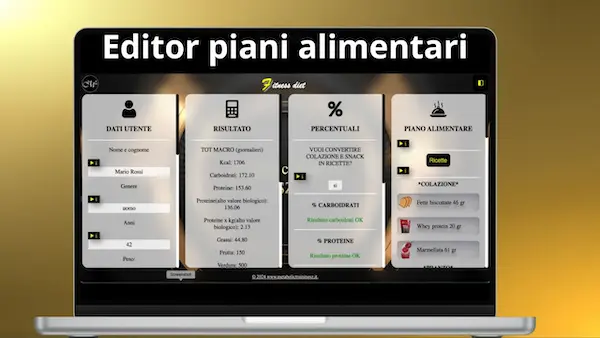 editor, software, piani alimentari, alimentazione